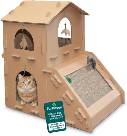 Cat Scratchers with Catnip - Tiger Tough Multi-Level Cat House Scratcher Playgrounds, Classic Reversible Scratching Board, Interactive Busy Box Toy Scratcher, and More